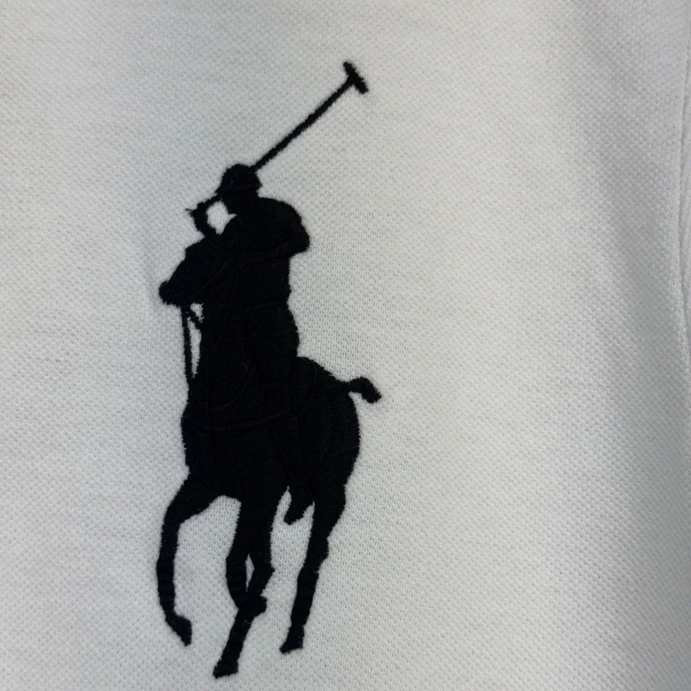 Polo Ralph Lauren Mens Big Pony Polo Shirt White Custom Fit Size M Black Logo 3
